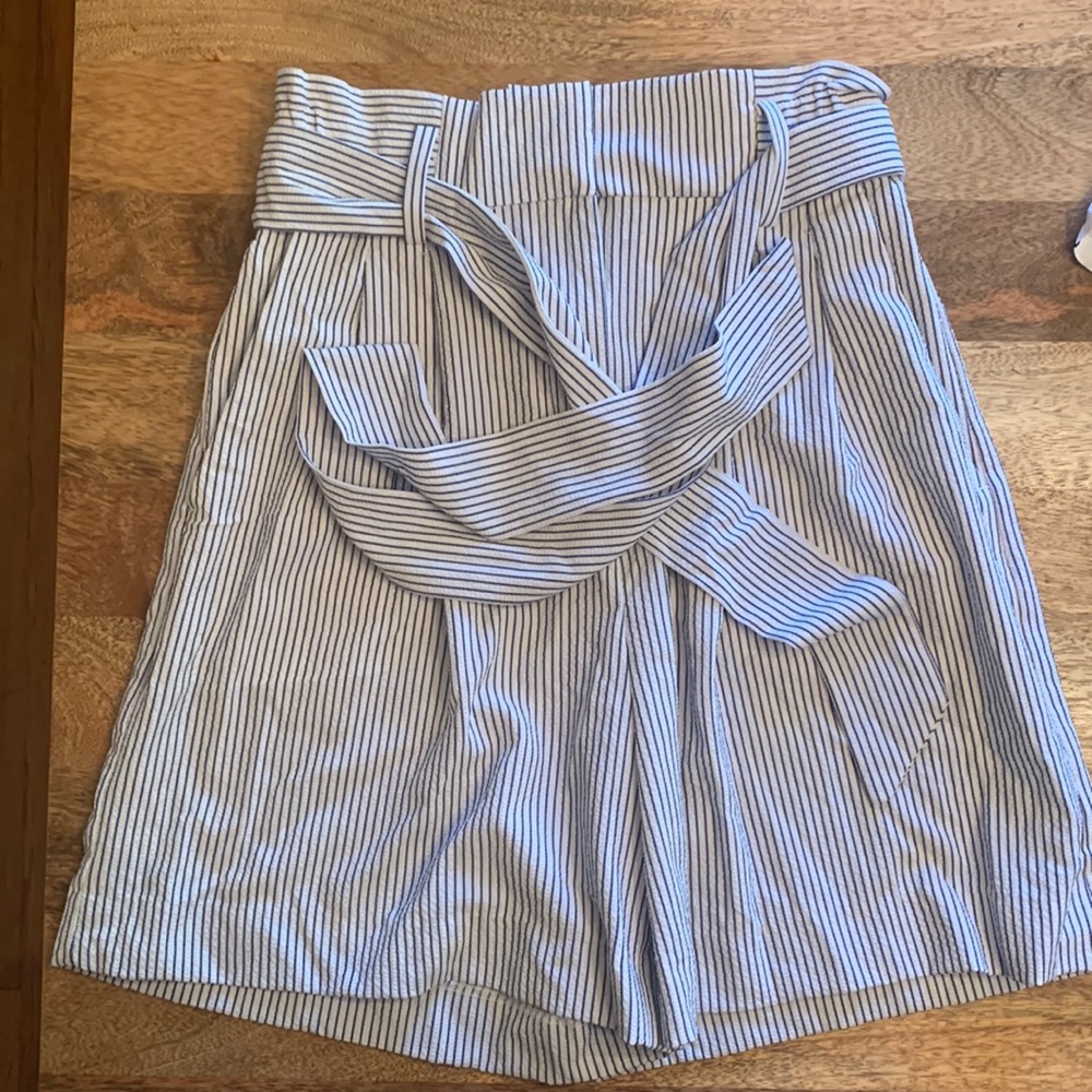 Blue and white striped shorts